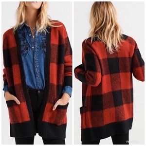 lucky brand buffalo plaid cardigan